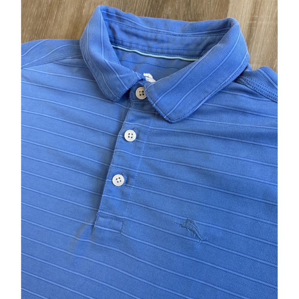 Tommy Bahama Mens Short Sleeve Polo‎ Shirt Blue Medium Read
